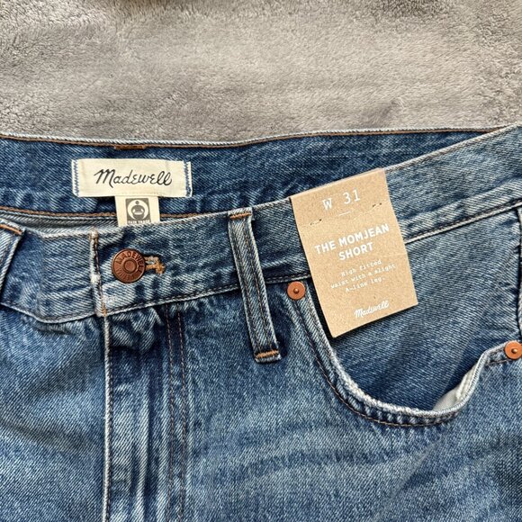 Madewell NWT The MomJean Medium Wash Shorts Size 31 High Rise - Picture 2 of 4